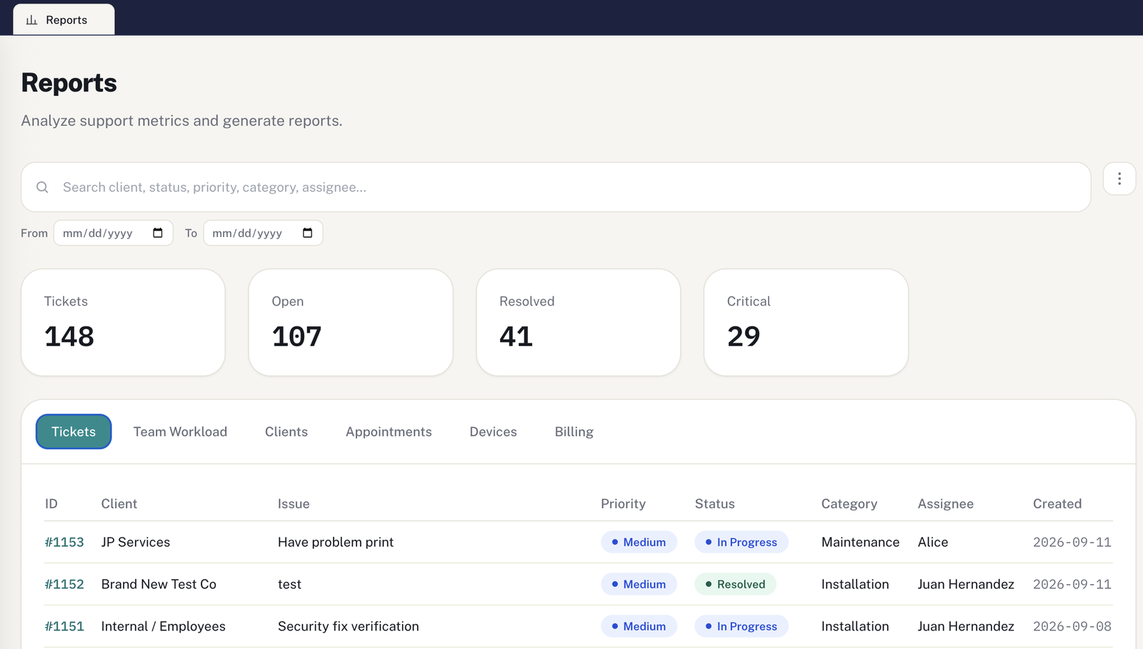 Reports module