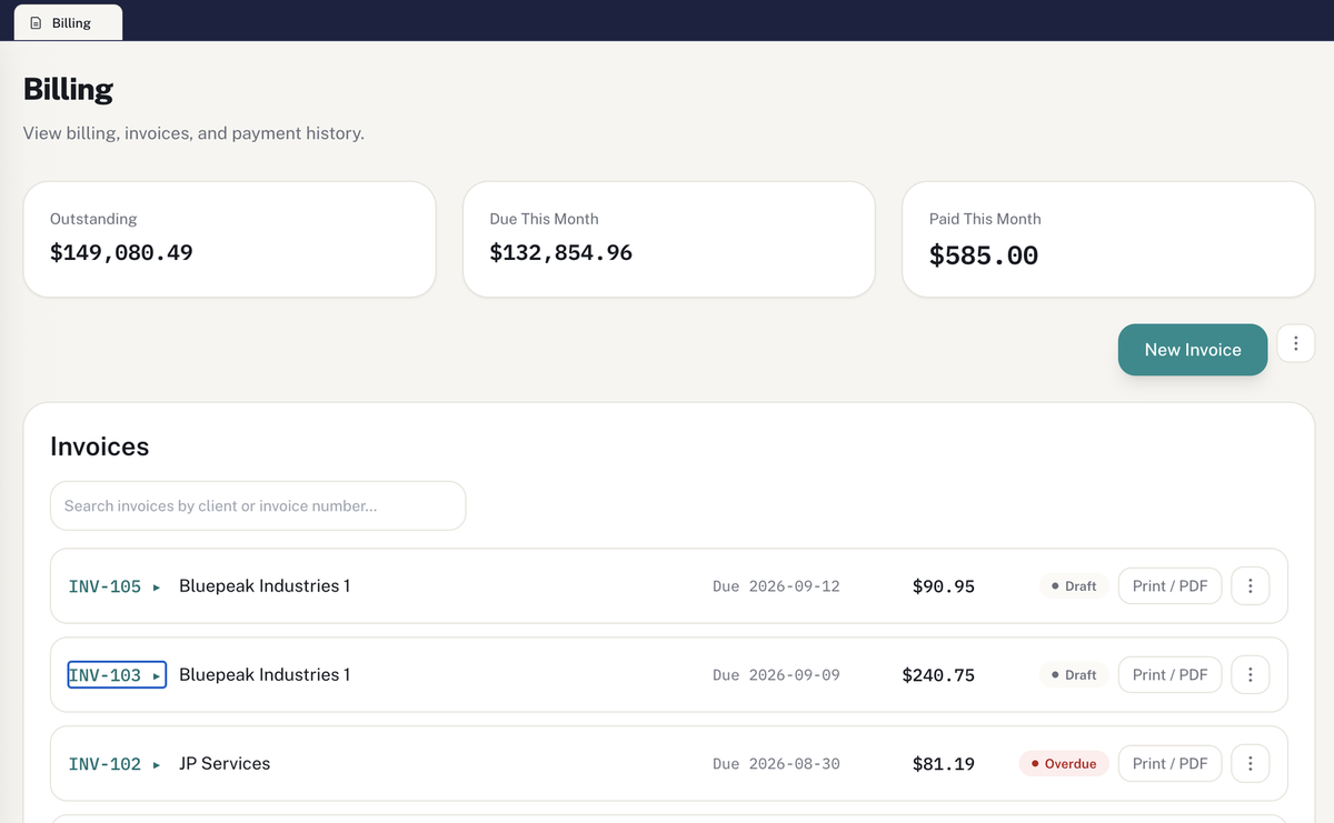 AJPX Desk billing